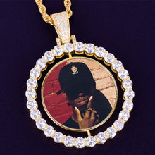 Load image into Gallery viewer, Hot Custom Make Photos Rotating Double-sided Medallions Pendant Necklace AAA Cubic Zircon Tennis Chain For Men's Hip Hop Jewelry
