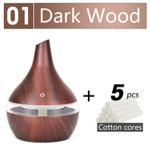 Load image into Gallery viewer, 300ML USB humidifier Electric oil Aromatherapy wood grain Ultrasonic air diffuser with 7 colors lights  for home office Car
