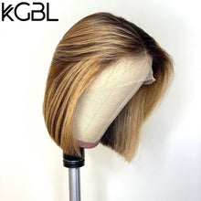 Load image into Gallery viewer, KGBL Short Bob Ombre 4/27 Color 13*4 Lace Front Middle Ratio 8”-16" Human Hair Wigs  Brazilian Non-Remy Hair   Pre-Plucked Wigs
