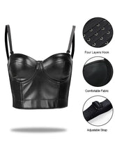 Load image into Gallery viewer, corset gothic steampunk Sexy bustier Corsets Leather Bra Tops Gothic Push Up Bra Fashion Party Bra Club tops Slimming Underwear
