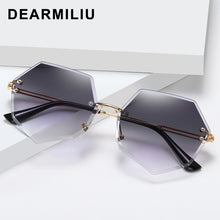 Load image into Gallery viewer, DEARMILIU Brand Designer Round Sunglasses Women Oversized Polygon 2020 Gradient Brown Pink Rimless sun glasses For female UV400
