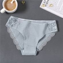 Load image into Gallery viewer, FINETOO Cotton Women's Panties Sexy Lace Underwear Solid Color Briefs For Women M-XL Sexy Underpants Comfortable Female Lingerie
