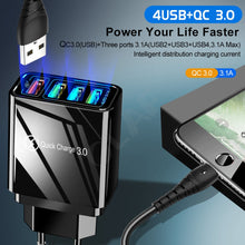 Load image into Gallery viewer, 48W Quick Charger 3.0 USB Charger for Samsung A50 A30 iPhone 7 8 Xiaomi mi9 Tablet QC 3.0 Fast Wall Charger US EU UK Plug Adapte

