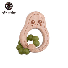 Load image into Gallery viewer, Let's Make Wooden Rattle Teether Baby Toys Engraved Wood Beads Hexagon Teether Silicone Beads 12Mm Tiny Rod Baby Crib Rattle
