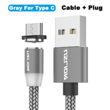Load image into Gallery viewer, USLION 2M Fast Charging Magnetic Cable Micro USB Type C Charger For iPhone XS X 8 7 Samsung S10 9 Magnet Android Phone Cable 3M
