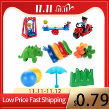 Load image into Gallery viewer, Big Size Diy Building Blocks Swing Dinosaurs Figures Animal Accessories Compatible With Duploed Bricks Toys For Children Gift
