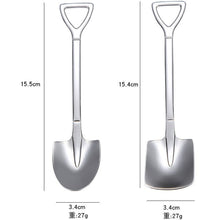 Load image into Gallery viewer, Stainless Steel Iron Shovel Spoon Coffee Ice Cream Spoon Engineering Shovel Retro Cute Square Head Spoon Kitchen Gadget
