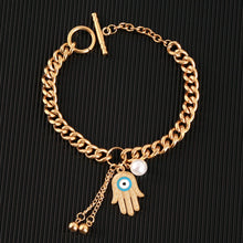 Load image into Gallery viewer, New Arrive Double Stainless Steel Religious Bracelet For Women Female Gold Color Beads Bracelet Jesus Pendant Lady Jewelry Gift
