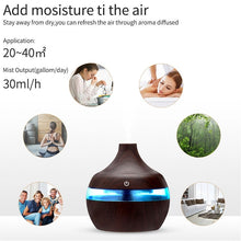 Load image into Gallery viewer, 300ML USB Air Humidifier Electric Aroma Diffuser Mist Wood Grain Oil Aromatherapy Mini Have 7 LED Light For Car Home Office
