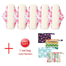 Load image into Gallery viewer, DropShipping Reusable Bamboo Charcoal Hygiene Menstrual Pads 5PCS with  Waterproof Bag Washable Women Sanitary Pads for Women
