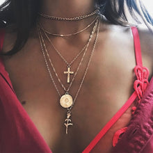 Load image into Gallery viewer, Bohemian Multi Layered Necklace for Women Vintage Portrait Coin Star Moon Pendant Necklace Geometric Collier Collares
