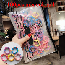Load image into Gallery viewer, 50/100pcs/Set Girls Colorful Nylon Small Elastic Hair Bands Children Ponytail Holder Scrunchie Headband Kids Hair Accessories
