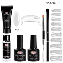 Load image into Gallery viewer, MEET ACROSS Poly UV Gel Set Nail Gel Kit 20/30ml Crystal Builder Clear Colors Gel with Lamp Gel Nail Polish For Nail Extensions
