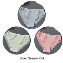 Load image into Gallery viewer, FINETOO Women's Panties 3Pcs/set Soft Cotton Underwear M-XL Sexy Lace Panty Women Underpants Girl Briefs Fashion Female Lingerie
