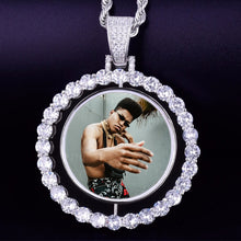 Load image into Gallery viewer, Hot Custom Make Photos Rotating Double-sided Medallions Pendant Necklace AAA Cubic Zircon Tennis Chain For Men's Hip Hop Jewelry
