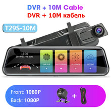Load image into Gallery viewer, Jansite 10 inches 2.5K Car DVR Touch Screen Stream Media Dual Lens Video Recorder Rearview mirror Dash cam Front and Rear camera

