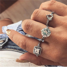 Load image into Gallery viewer, 15 Pcs/set Women Fashion Rings Hearts Fatima Hands Virgin Mary Cross Leaf Hollow Geometric Crystal Ring Set Wedding Jewelry
