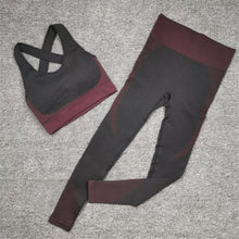 Load image into Gallery viewer, GUTASHYE Sport Suit Woman Seamless Running Tracksuit Sportswear Gym Crop Top Yoga Pant Fitness Clothes Workout Leggings Yoga Set
