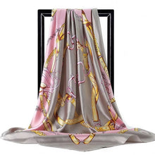 Load image into Gallery viewer, Silk Scarf Women Print hair neck Square Scarves Office Ladies Shawl Bandanna 90*90cm Muslim Hijab Handkerchief muffler foulard
