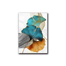 Load image into Gallery viewer, Blue Green Yellow Gold Plant Leaf Abstract Poster Nordic Canvas Print Wall Art Painting Modern Picture Living Room Decoration

