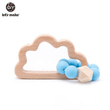 Load image into Gallery viewer, Let's Make Wooden Rattle Teether Baby Toys Engraved Wood Beads Hexagon Teether Silicone Beads 12Mm Tiny Rod Baby Crib Rattle
