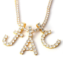 Load image into Gallery viewer, Letters Pendants Necklaces Women Letter Initial Necklace Tennis Chain Zircon Hip Hop Bling jewelry Iced Out Alphabet Pendant
