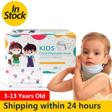 Load image into Gallery viewer, 50-100pcs Children Face Mask Cartoon Printed soft skin-friendly Disposable Mouth Cover Mask boy girl Personal Thicken mouth mask
