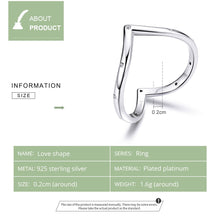 Load image into Gallery viewer, bamoer Authentic 925 Sterling Silver Heart Finger Rings for Women Minimalist Simple Ring for Wedding Engagement Jewelry SCR622
