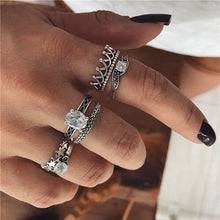 Load image into Gallery viewer, 15 Pcs/set Women Fashion Rings Hearts Fatima Hands Virgin Mary Cross Leaf Hollow Geometric Crystal Ring Set Wedding Jewelry

