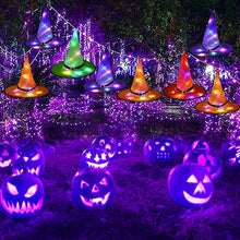 Load image into Gallery viewer, 1pc Halloween Decoration Witch Hats LED Lights Cap Halloween Costume Props Outdoor Tree Hanging Ornament Home Glow Party Decor
