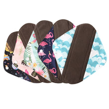 Load image into Gallery viewer, DropShipping Reusable Bamboo Charcoal Hygiene Menstrual Pads 5PCS with  Waterproof Bag Washable Women Sanitary Pads for Women
