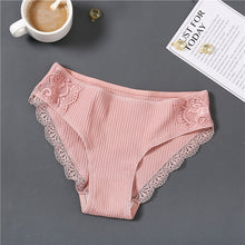 Load image into Gallery viewer, FINETOO Cotton Women's Panties Sexy Lace Underwear Solid Color Briefs For Women M-XL Sexy Underpants Comfortable Female Lingerie
