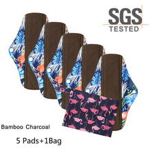 Load image into Gallery viewer, DropShipping Reusable Bamboo Charcoal Hygiene Menstrual Pads 5PCS with  Waterproof Bag Washable Women Sanitary Pads for Women
