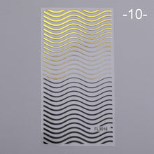 Load image into Gallery viewer, 1 Sheet Holo Black Gold 5D Nail Sticker Decal Tassel Strip Line Slider Foils Adhesive Nail Art Decoration
