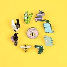 Load image into Gallery viewer, Animal enamel pins Cat yin yang anime pins and brooches for party Lapel pin badge Cartoon dinosaur bee jewelry gifts for women

