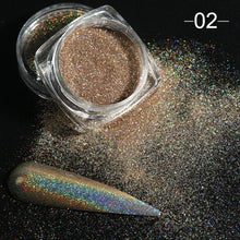 Load image into Gallery viewer, Holographic Powder on Nails Laser Silver Glitter Chrome Nail Powder DIP Shimmer Gel Polish Flakes for Manicure Pigment CH1028-4
