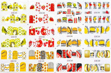 Load image into Gallery viewer, 12pcs Cute Cartoon Nail Stickers Water Decals Banana Fruit Character ransfer Slider Nail Art Tattoo Manicure Foil Wraps 2020 New
