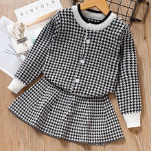 Load image into Gallery viewer, Bear Leader Girls Dress 2021 Winter Geometric Pattern Dress Long Sleeve Girls Clothes Top Coat+ Tutu Dress Sweater Knitwear 2pcs
