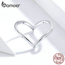 Load image into Gallery viewer, bamoer Authentic 925 Sterling Silver Heart Finger Rings for Women Minimalist Simple Ring for Wedding Engagement Jewelry SCR622
