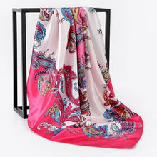 Load image into Gallery viewer, Silk Scarf Women Print hair neck Square Scarves Office Ladies Shawl Bandanna 90*90cm Muslim Hijab Handkerchief muffler foulard
