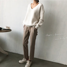 Load image into Gallery viewer, Aachoae Womens Sweaters 2020 Autumn Winter Casual V Neck Women Pullover Sweater Solid Long Sleeve Loose Knitted Cashmere Top
