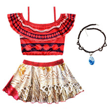 Load image into Gallery viewer, 2020 Girls Moana Cosplay Costume for Kids Vaiana Princess Dress Clothes with Necklace for Halloween Costumes Gifts for Girl
