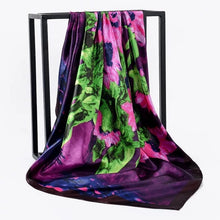 Load image into Gallery viewer, Silk Scarf Women Print hair neck Square Scarves Office Ladies Shawl Bandanna 90*90cm Muslim Hijab Handkerchief muffler foulard

