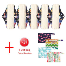 Load image into Gallery viewer, DropShipping Reusable Bamboo Charcoal Hygiene Menstrual Pads 5PCS with  Waterproof Bag Washable Women Sanitary Pads for Women
