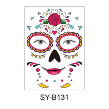 Load image into Gallery viewer, Facial makeup Sticker Special Waterproof Face tattoo Day of The Dead Skull Face dress up Halloween Temporary Tattoo Stickers
