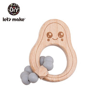 Load image into Gallery viewer, Let's Make Wooden Rattle Teether Baby Toys Engraved Wood Beads Hexagon Teether Silicone Beads 12Mm Tiny Rod Baby Crib Rattle
