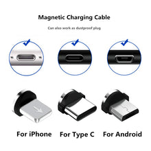 Load image into Gallery viewer, Round Magnetic Cable plug Type C Micro USB C 8 pin Plugs Fast Charging Adapter Phone Microusb Type-C Magnet Charger Plug
