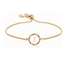 Load image into Gallery viewer, Adjustable Rainbow Zircon 26 Letter Bracelet Women shell Zircon crystal Bracelet Femme Valentine's day wedding Gifts Jewelry
