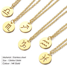 Load image into Gallery viewer, eManco Women 12 Horoscope Zodiac Sign Gold Pendant Necklace Aries Leo 12 Constellations Jewelry Kids Christmas Gifts
