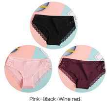 Load image into Gallery viewer, FINETOO Women's Panties 3Pcs/set Soft Cotton Underwear M-XL Sexy Lace Panty Women Underpants Girl Briefs Fashion Female Lingerie
